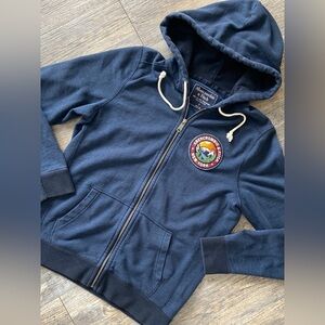 Abercrombie & Fitch Small Y2K Blue Zip-Up Hoodie Mountain Patch
